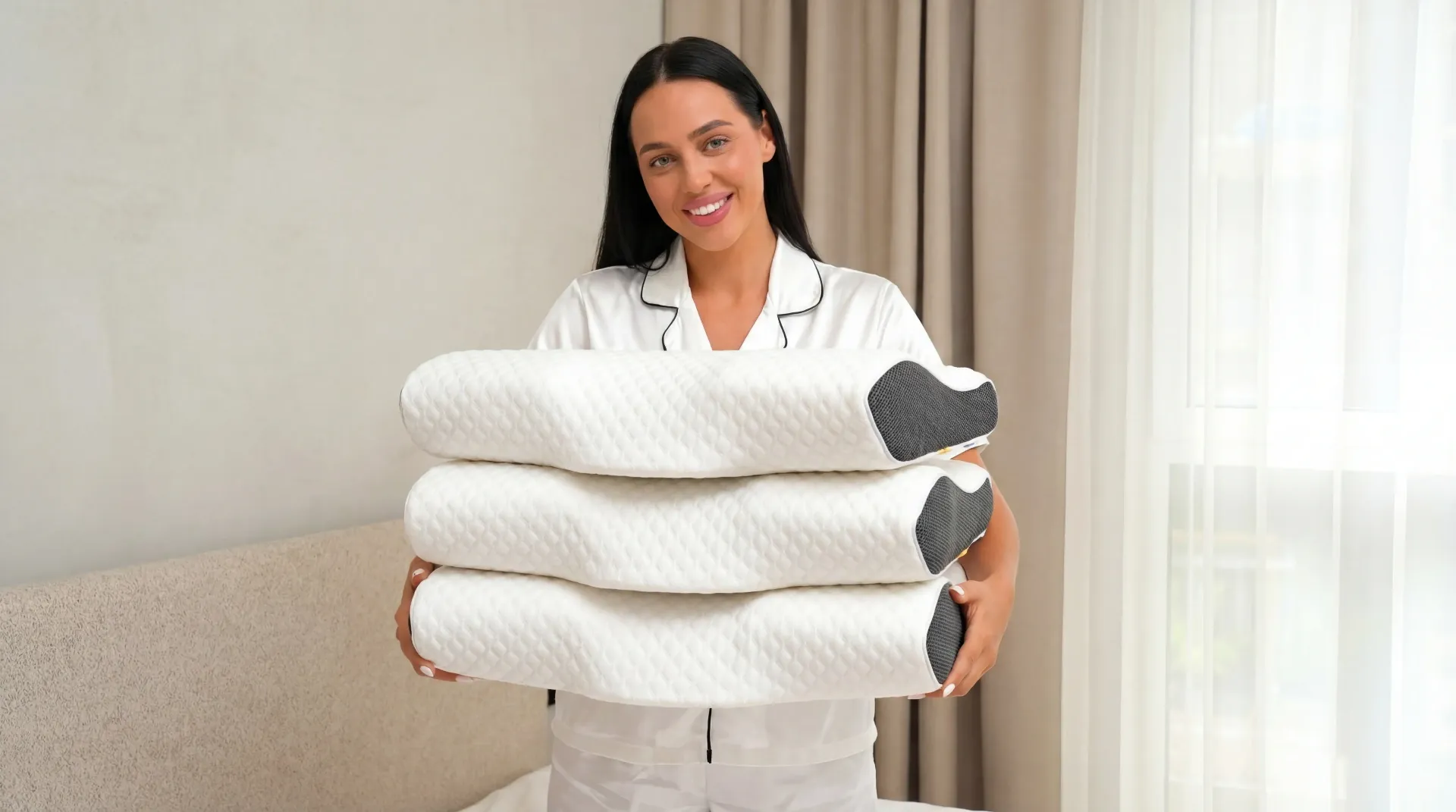 Kvinde der holder en stak HappySleep puder