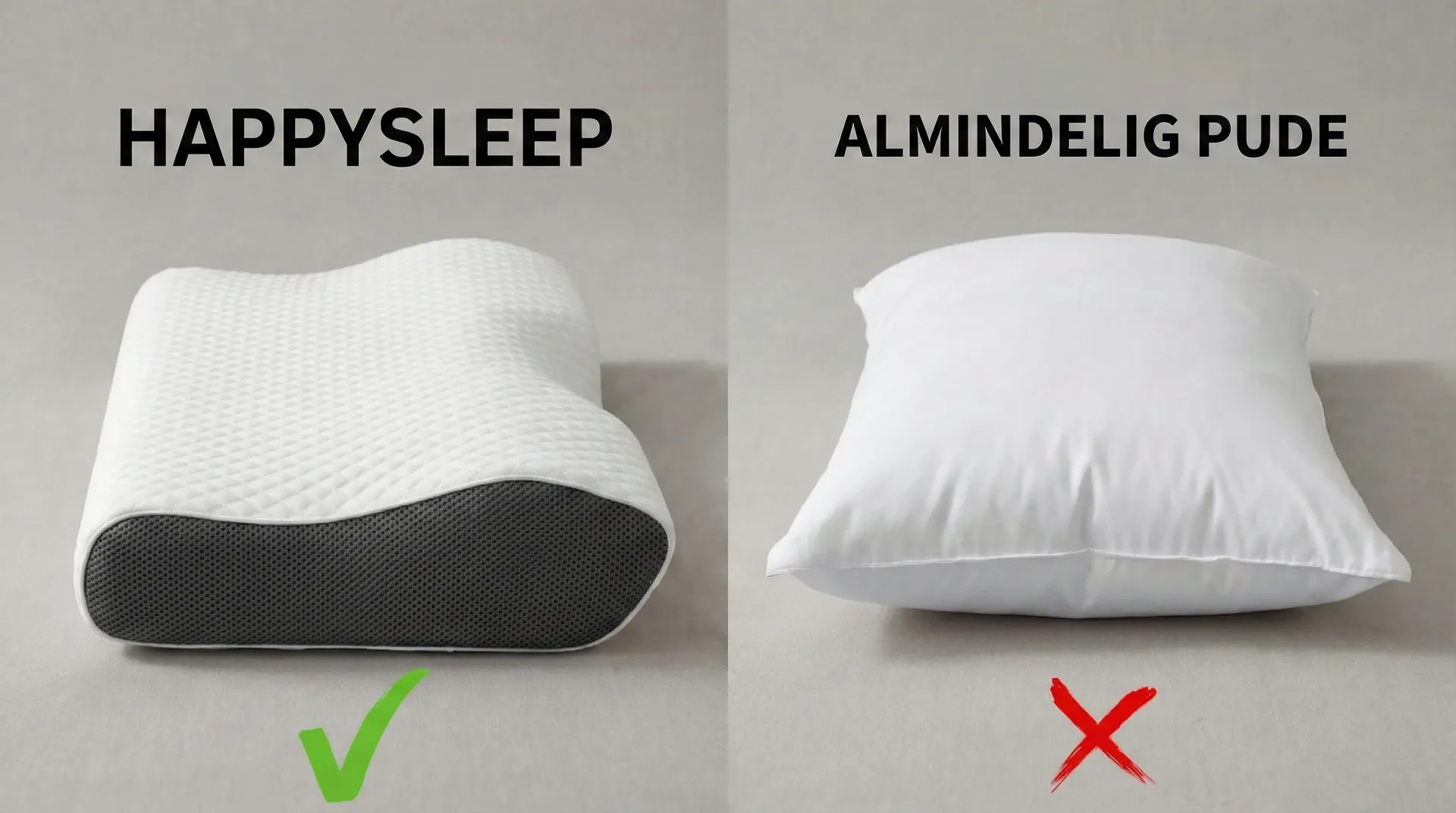 Sammenligning af HappySleep pude og almindelig pude
