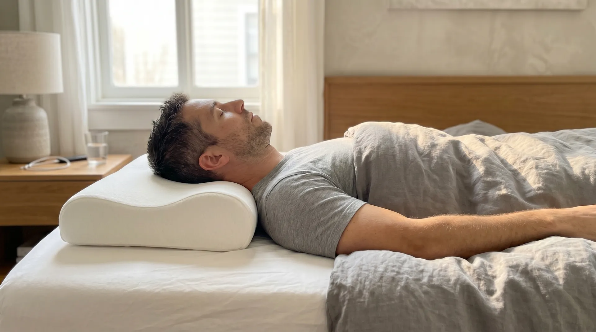 Illustration af korrekt nakkestøtte i sidesøvning